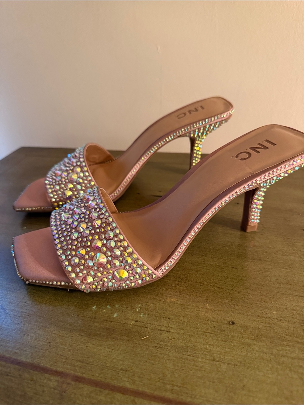 INC International Concepts Crystal Embellished Slide Heels